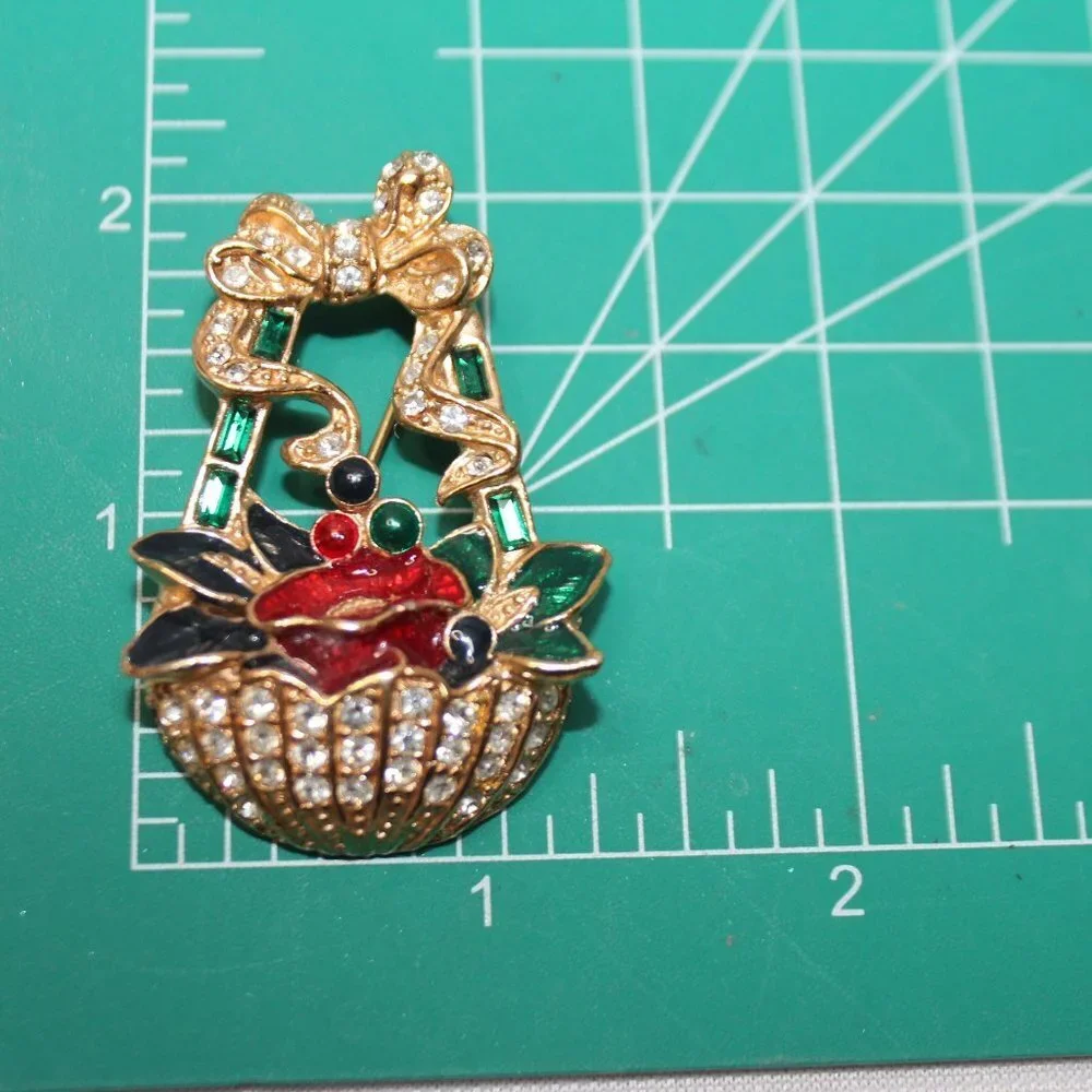 Vintge Roman Basket of Flowers Brooch